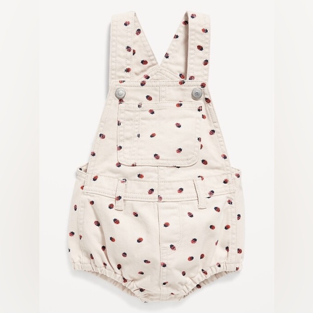 Ladybug Denim Bubble Overalls